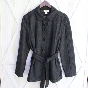 Talbots Grey Belted 100% Wool Coat 16